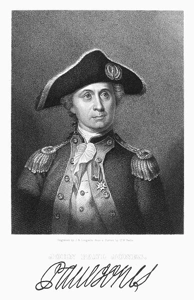JOHN PAUL JONES (1747-1792). American naval commander. Stipple engraving, American, 1836, after a portrait by Charles Willson Peale