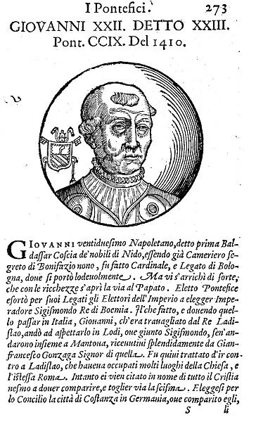JOHN XXIII (c1370-1419). Ne Baldassare Cossa. Schismatic Pope, 1410-1419. Woodcut