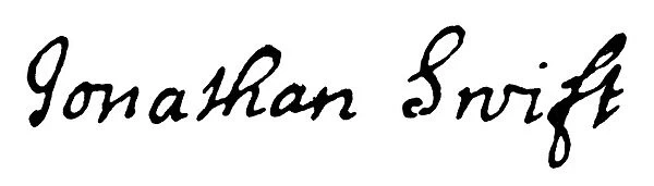 JONATHAN SWIFT (1667-1745). English churchman and writer. Autograph signature