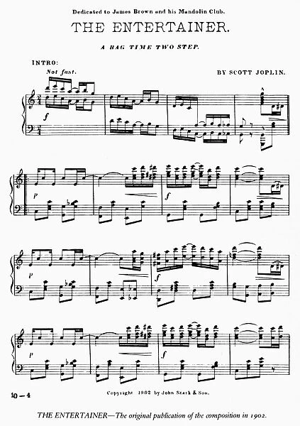 JOPLIN: ENTERTAINER, 1902. Original publication of The Entertainer, by Scott Joplin