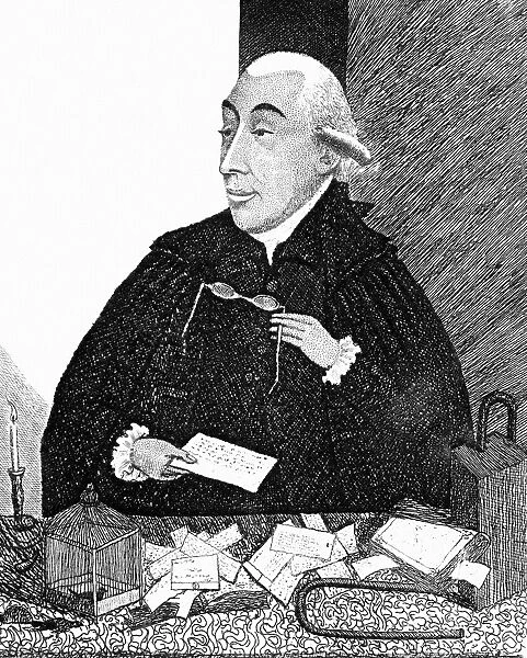 JOSEPH BLACK (1728-1799). Scottish chemist. Dr. Black lecturing. Caricature etching