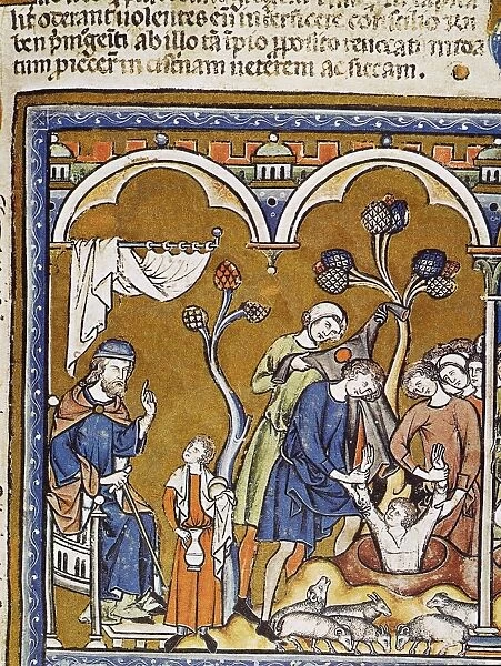 JOSEPH. Joseph is cast into the pit (Genesis 37: 12-24). French manuscript illumination