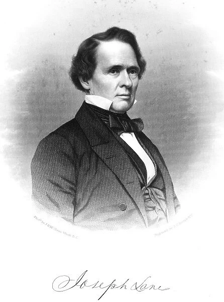 JOSEPH LANE (1801-1881). American pioneer, soldier and legislator. Steel engraving, 19th century
