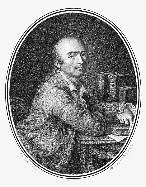 Julien Offroy de la Mettrie. French physician and philosopher. Stipple engraving, French, 18th century