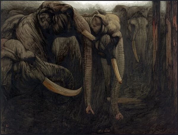 JUNGLE BOOK, 1903. Elephant-dance. Illustration by Edward and Maurice Detmold