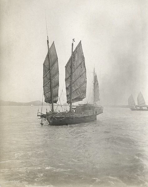 JUNK SHIP, c1900. A junk ship, possibly in China. Photograph, c1900