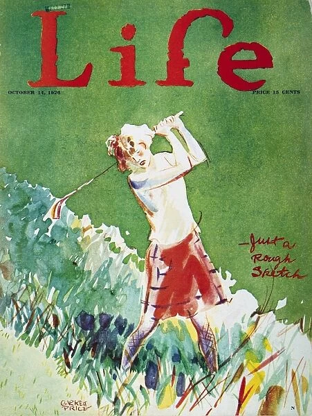Just a Rough Sketch golfing scene on the cover of Life by Garrett Price, 1926