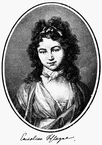 KAROLINE MICHAELIS (1763-1809). German writer and hostess. Wife of August Wilhelm von Schlegel (1796-1803) and Friedrich Wilhelm Joseph von Schelling (1803-1809). Line and stipple engraving