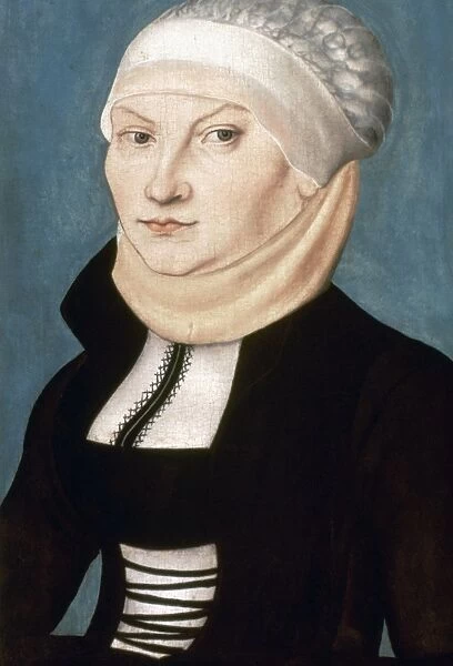 KATHARINA VON BORA LUTHER (1499-1552). Former nun and wife of Martin Luther. Oil on wood