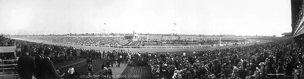 KENTUCKY DERBY, 1941. Panoramic photograph of the Churchill Downs racetrack in Louisville