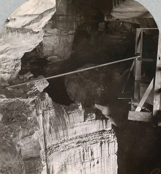 KENTUCKY: MAMMOTH CAVE. Interior of Mammoth Cave in Kentucky. Stereograph by Ben Hains