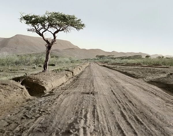 KENYA: HIGHWAY, 1936. A muddy highway in the Rift Valley en route to Nairobi in Kenya