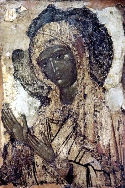 KHALKOPRATIYSKAYA VIRGIN. Icon from the Assumption Cathedral. 14th century