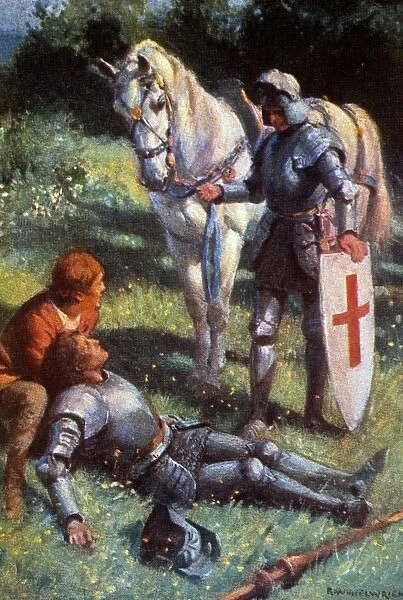 KING ARTHUR: WHITE KNIGHT. Sir Galahad, King Bagdemagus and the White Knight: illustration