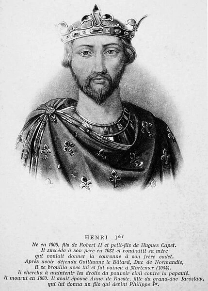 KING HENRY I OF FRANCE (1008-1060). Third king of the Capetian dynasty. Lithograph