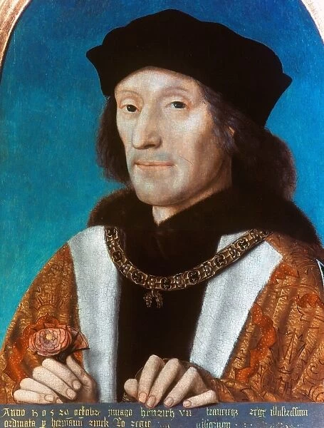 KING HENRY VII OF ENGLAND (1457-1509). Oil on panel by M. Sittow, 1505