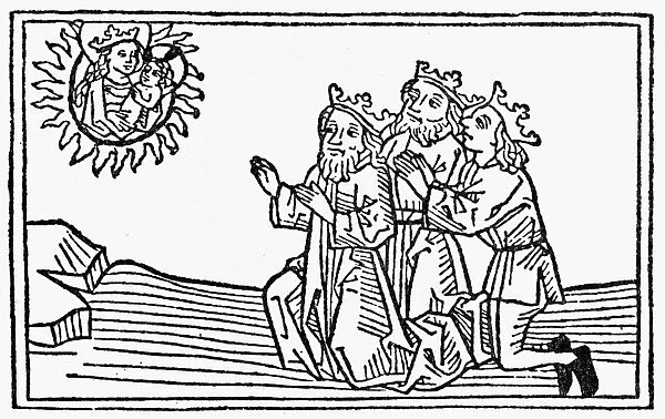 THREE KINGS. English woodcut, c1500
