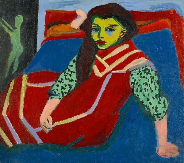 KIRCHNER: SEATED GIRL. Seated Girl (Franzi Fehrmann). Oil on canvas, Ernst Ludwig Kirchner