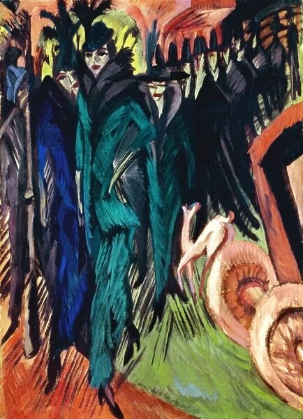 KIRCHNER: STREET SCENE. Oil on canvas, 1913-14, by Ernst Ludwig Kirchner