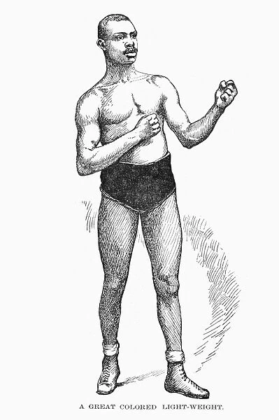 Known as Bobby Dobbs. American boxer. Wood engraving, American, c1896