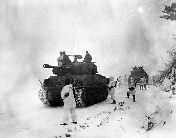 KOREAN WAR: ALLIED FORCES. Allied forces approaching Wonju, South Korea, in January 1951