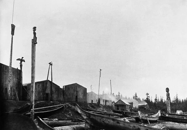 KWAKIUTL VILLAGE, 1894. A view of a Kwakiutl village at Port Rupert, British Columbia
