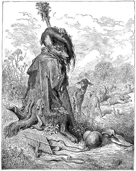 LA FONTAINE: FABLES. The Wolf Turned Shepherd. Wood engraving after Gustave Dor