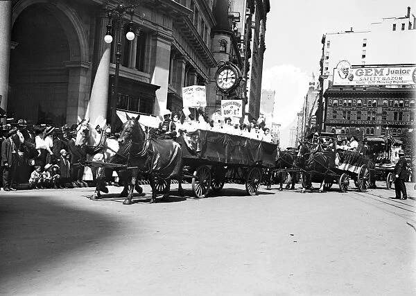 LABOR DAY PARADE, 1909. Dressmakers Union float in the Labor Day parade in New York City