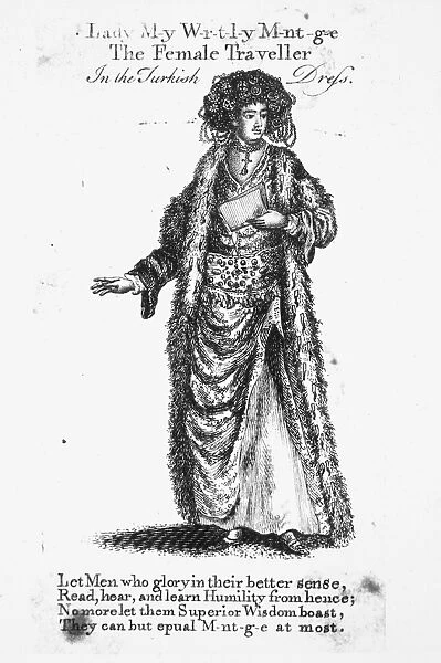 LADY MARY WORTLEY MONTAGU (1689-1762). English poet and letter writer, in Turkish dress. Copper engraving, English, 1767