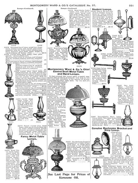 LAMPS, 1895. From the mail-order catalog of Montgomery Ward & Co