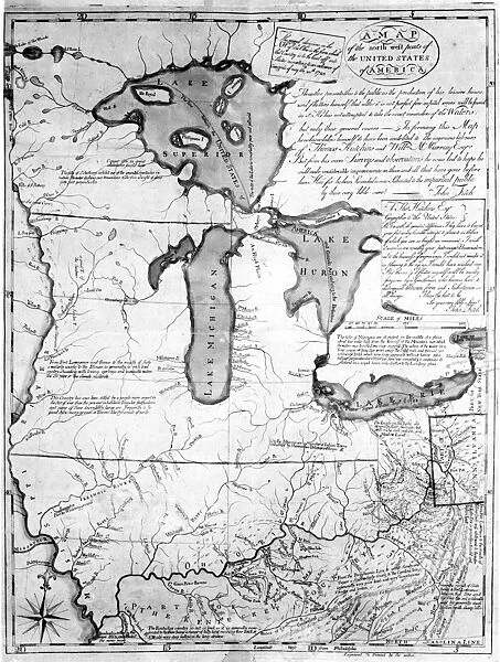 LAND ORDINANCE, 1785. Map of the northwest parts of the United States according