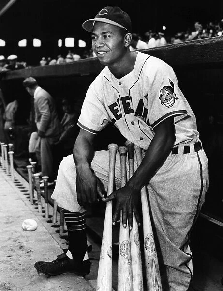 LARRY DOBY (1923-2003). American baseball player, and first black player in the American League. Photographed on his first day with the Cleveland Indians, 5 July 1947