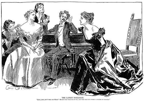 The Latest Nobleman. Pen and ink drawing by Charles Dana Gibson, 1898