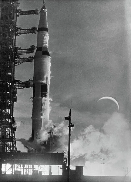 Launch of the Apollo 8 spacecraft from the Kennedy Space Center in Florida. Photograph, 1968