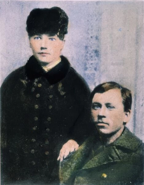 LAURA INGALLS WILDER (1867-1957) with husband Almanzo shortly after their marriage