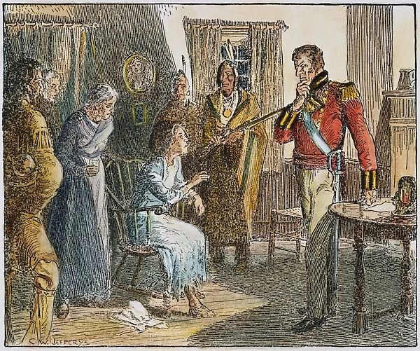 LAURA SECORD WARNING, 1813. Laura Secord warning the British Lieutenant James Fitzgibbon