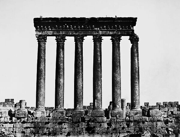 LEBANON: BaLBEK, c1850. Colonnade of the Temple of the Sun at the Roman city of Heliopolis