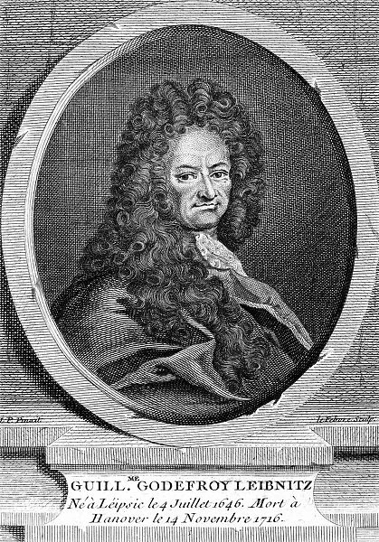 LEIBNIZ (1646-1716). Full name: Baron Gottfried Wilhelm von Leibniz. German philosopher and mathematician. Copper engraving, French, 18th century