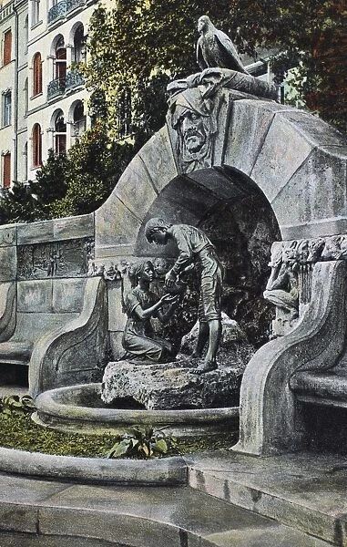 LEIPZIG: MARCHENBRUNNEN. View of the Marchenbrunnen in Leipzig, Germany, with bronze