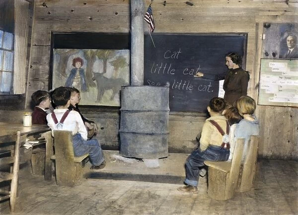 LEMENTARY SCHOOL, 1937. An elementary classroom for migrant children at Skyline Farms, Alabama