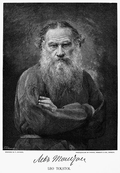LEO TOLSTOY (1828-1910). Russian novelist and philosopher. Wood engraving, 1887
