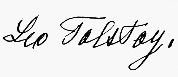LEO TOLSTOY (1828-1910). Russian writer and philosopher. Tolstoys signature in Modern Roman script