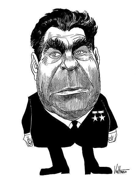 LEONID BREZHNEV (1906-1982). Soviet political leader. Caricature by Edmund Valtman, c1968