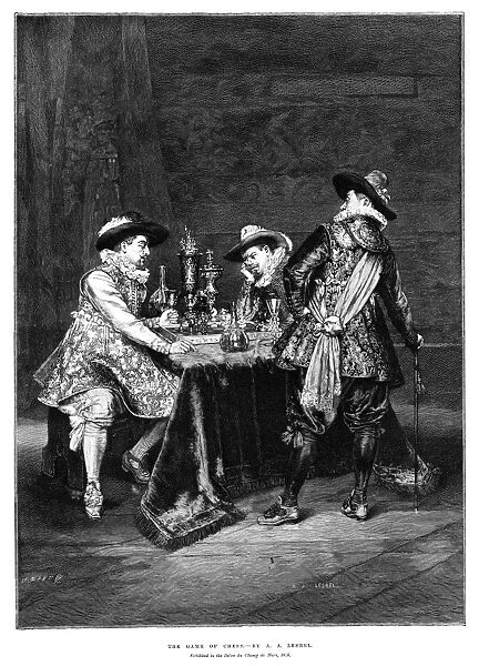 LESREL: CHESS, 1895. The Game of Chess. Engraving after a painting by A. A. Lesrel