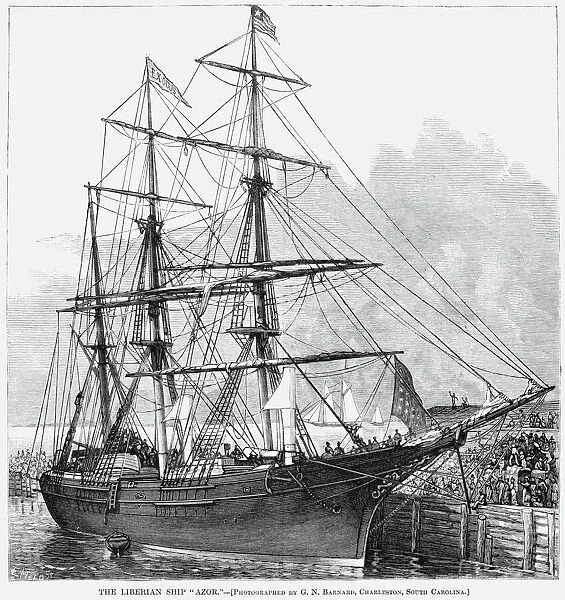 LIBERIAN SHIP, 1878. The Liberian ship Azor - Photographed by G. N. Barnard, Charleston