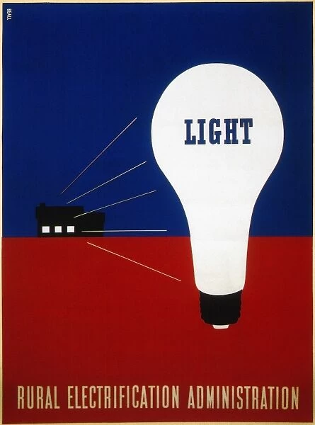 Light: American lithograph poster, 1937, by Lester Beal for the Rural Electrification Administration