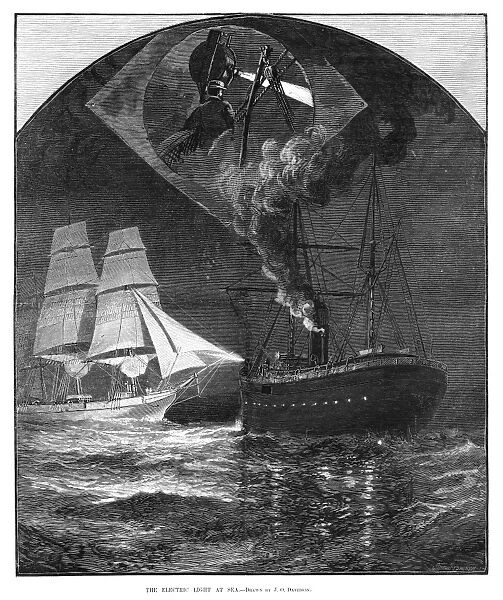 LIGHTSHIP, 1881. The Electric Light at Sea. Engraving after a drawing by J. O