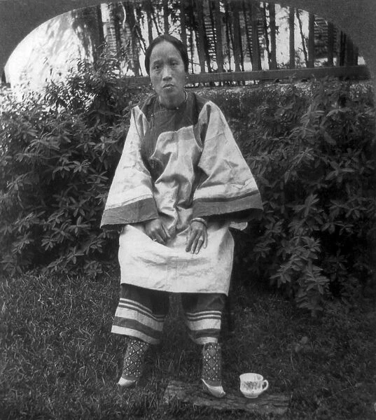 A lily footed woman of China. Stereograph, c1905