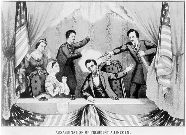 LINCOLN ASSASSINATION. The assassination of Abraham Lincoln by John Wilkes Booth