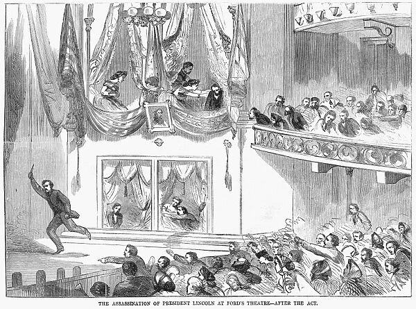 LINCOLN ASSASSINATION. The assassination of President Lincoln at Fords Theatre - After the act